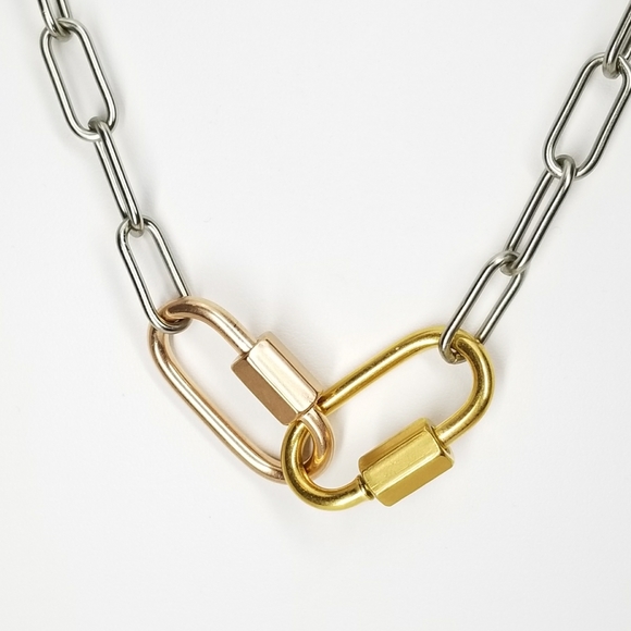 NWT Stainless Steel Carabiners Choker Lariat - Picture 6 of 10